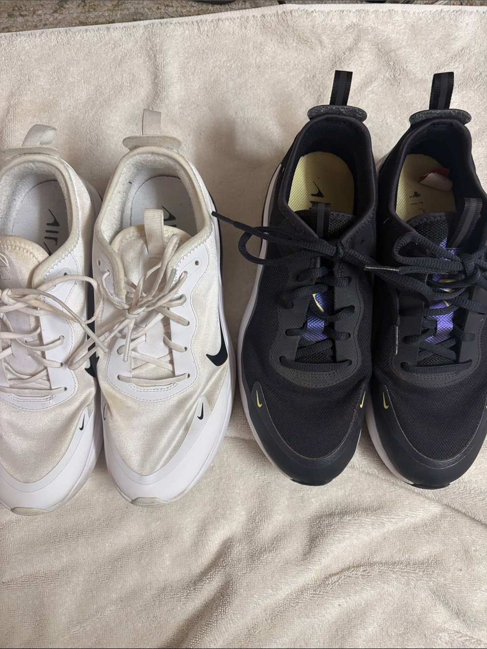 Nike Women’s Athletic Sneakers in White and Black with Yellow Accents